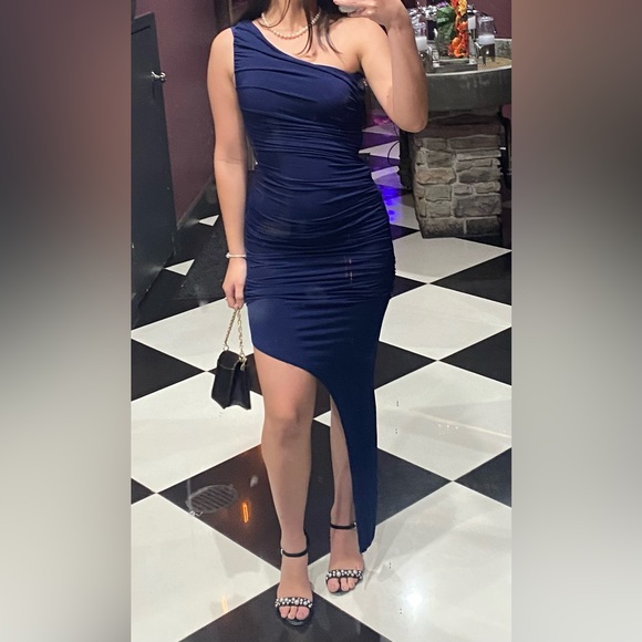 Nookie Dresses & Skirts - Nookie One-Shoulder, Blue Navy Gown